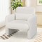 White Chenille Accent Chair with Lumbar Pillow for Living Room and Office
